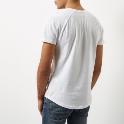 White mesh raglan sleeve T-shirt